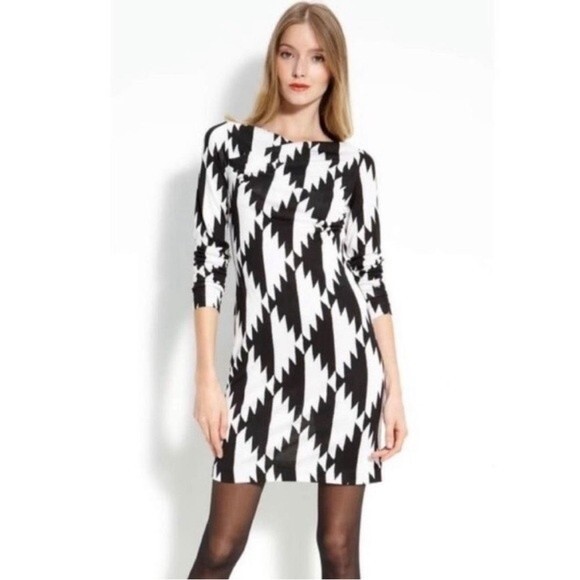 Diane Von Furstenberg Lorah Silk Long Sleeve Mini Dress Hound Aztec Print 8 - Picture 3 of 12